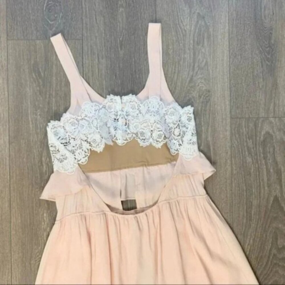 FREE PEOPLE For Love & Lemons Women’s Sienna Mini Dress Keyhole Lace Pink Small - Picture 14 of 16